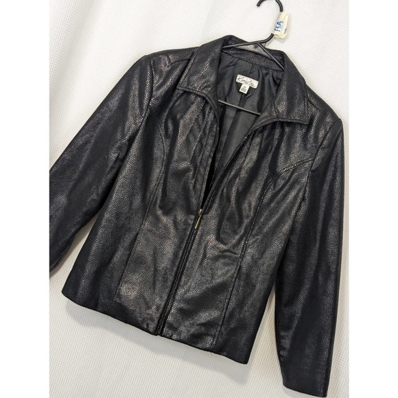 Kim Rogers Jackets & Blazers - KIM ROGERS! SILVER METALLIC SHEEN SNAKE PRINT ON BLACK JACKET! SZ 10P